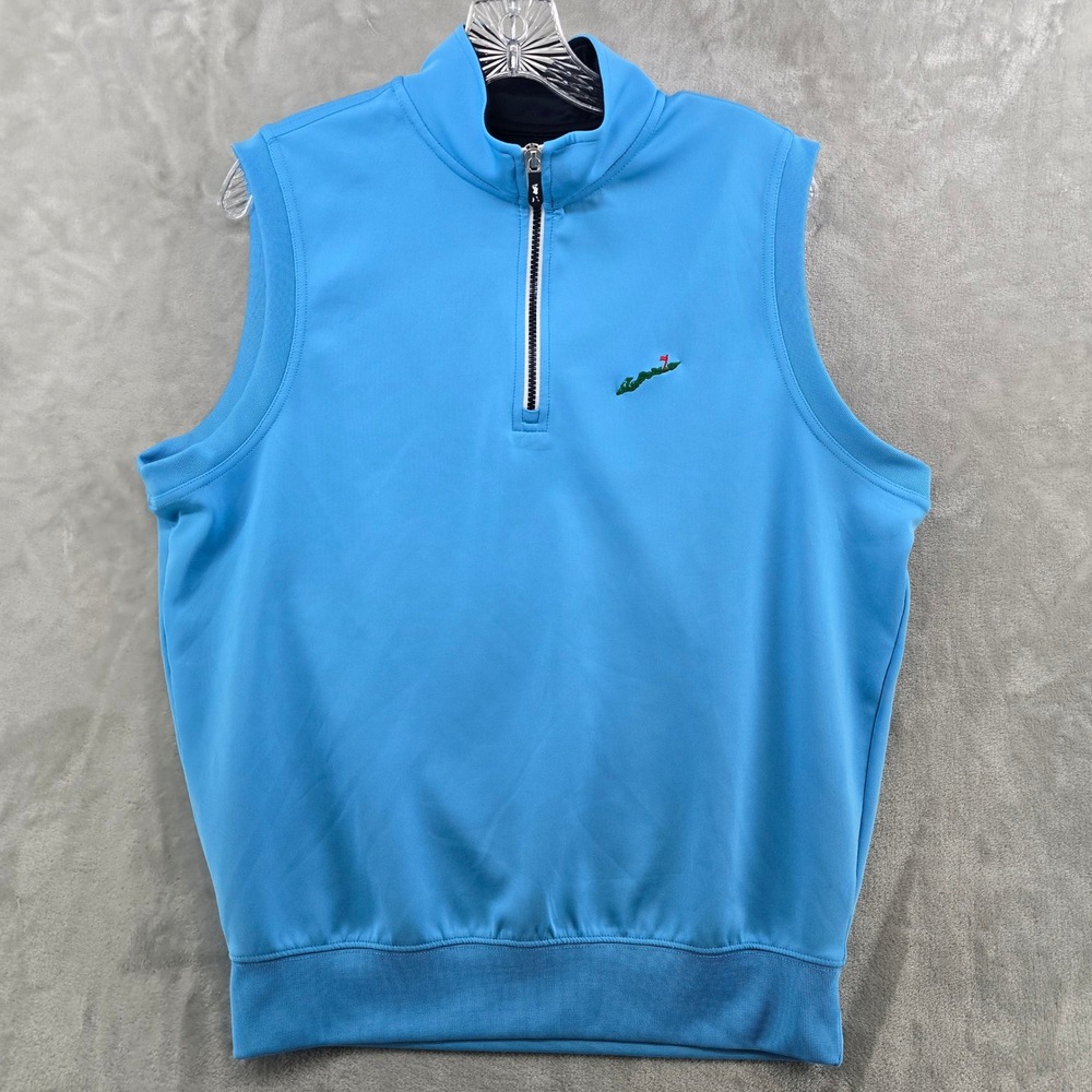 Fisher Island Fairway & Greene Golf Vest Mens Small Blue Quarter Zip Performance